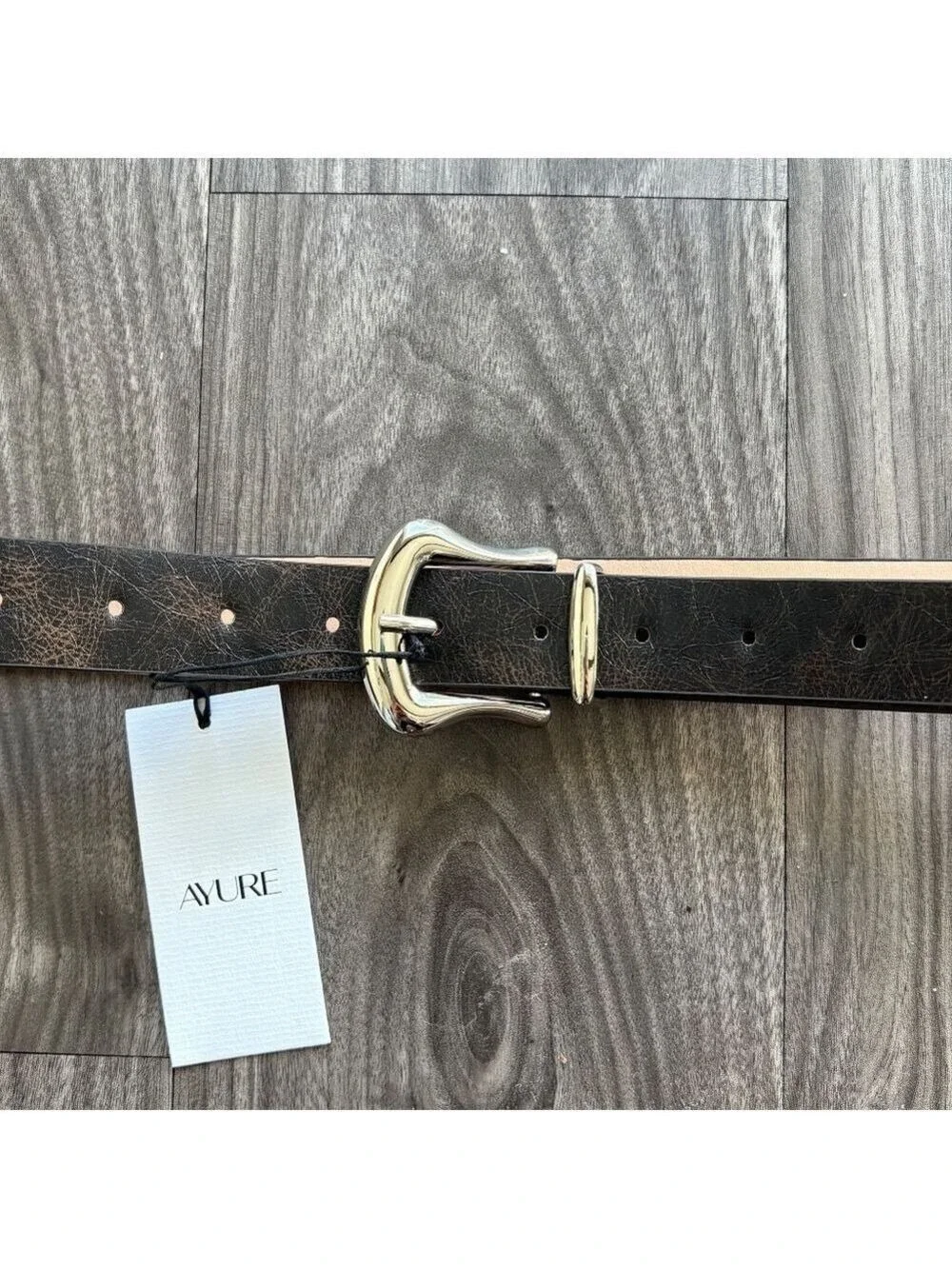 Ayure Bowie Brown and Silver Textured Belt NEW